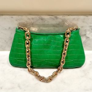 Zara Green Crocodile Shoulder Bag